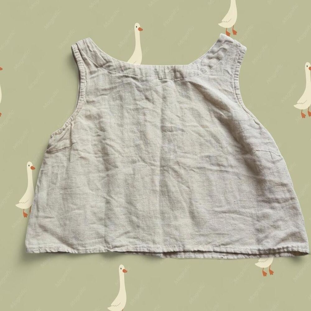 Japna Crop Top with Buttons Down the Back - Linen Color Rayon Material Small